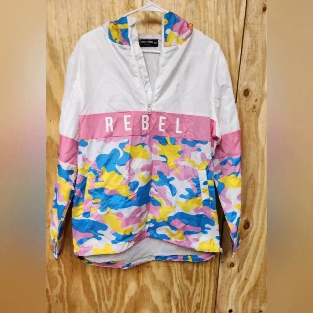 Vintage Rebel Minds Multicolored Camouflage Windbreaker Size Medium